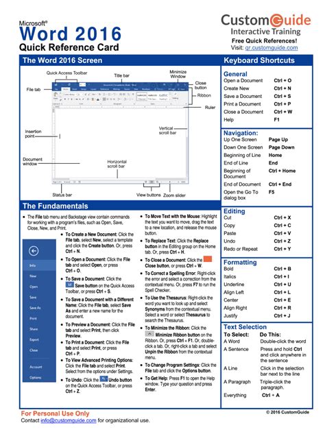 Microsoft Word Cheat Sheet Technos