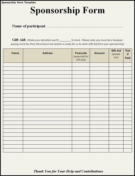 Microsoft Word Sponsorship Form TemplateDownload Free Software Programs Online autostrust