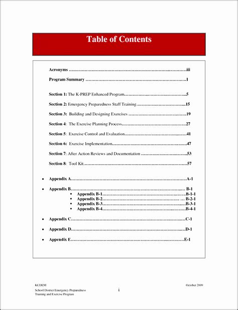 Microsoft Word Table of Contents Template in 2020 Table of contents