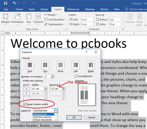 Microsoft Word Tutorial Applying Columns Setting
