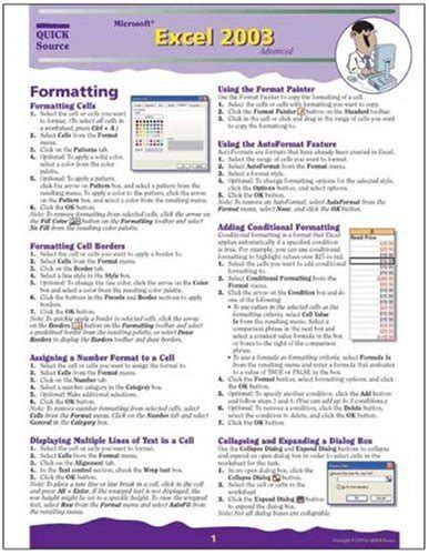 Microsoft excel 2003 advanced quick source reference guide. - Tuck everlasting study guide answer key responding.