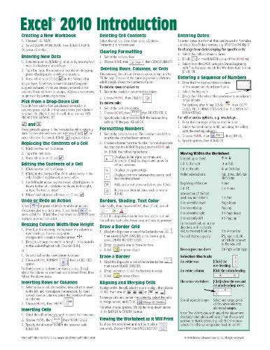 Microsoft excel 2010 introduction quick reference guide. - Manuale eervicee serie 675 di briggs e stratton.