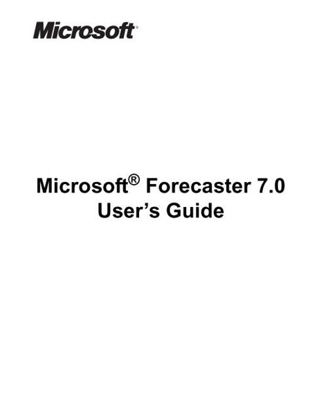Microsoft forecaster 7 0 user s guide aafs web site. - Conservação da biodiversidade & desenvolvimento sustentável de são francisco de paula.