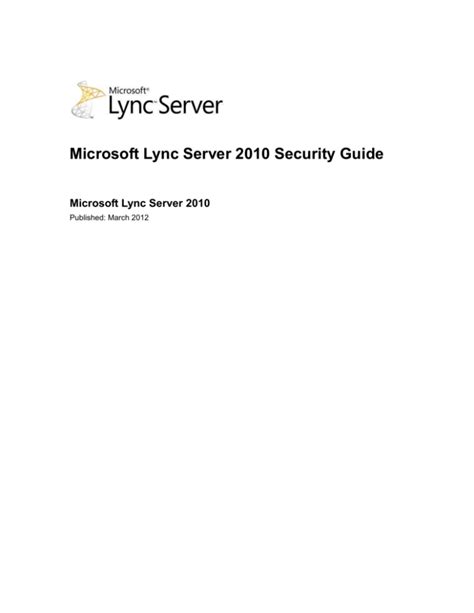 Microsoft lync server 2010 security guide. - Schlüssel zu den aufgaben in der polnischen grammatik.