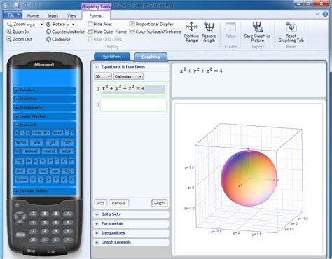 Microsoft mathematics. Microsoft Mathematics provides a graphing calculator that plots in 2D and 3D, step-by-step equation solving, and useful tools to help students with math and science studies. 