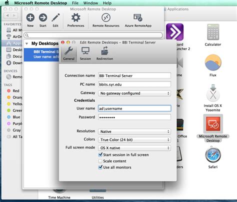 Microsoft remote desktop connection for mac. If you have a slow connection, and your remote desktop responds slowly, try reducing the number of colours it uses. To do this, highlight the icon for the ... 