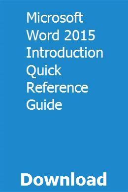 Microsoft word 2015 introduction quick reference guide. - Hayward h series pool heater user manual.