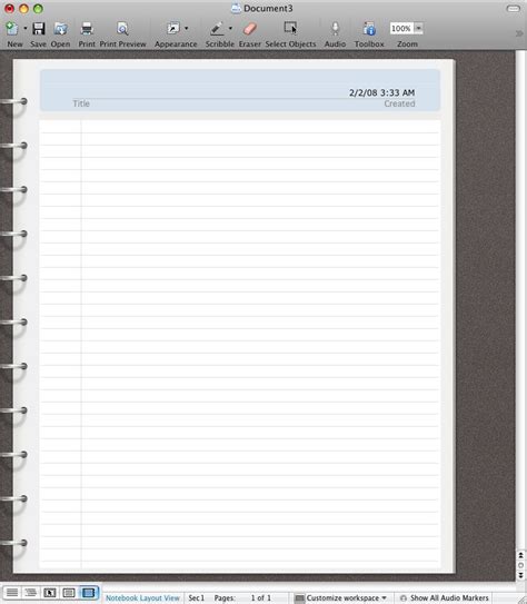 Microsoft word notebook template download