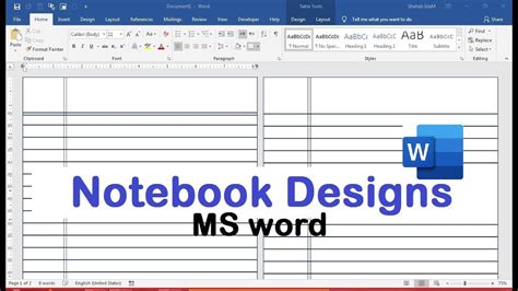 Microsoft word notebook with tabs