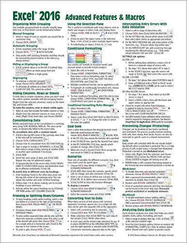 Full Download Microsoft Excel 2016 Advanced  Macros Quick Reference Guide  Windows Version Cheat Sheet Of Instructions Tips  Shortcuts  Laminated Card By Beezix Inc