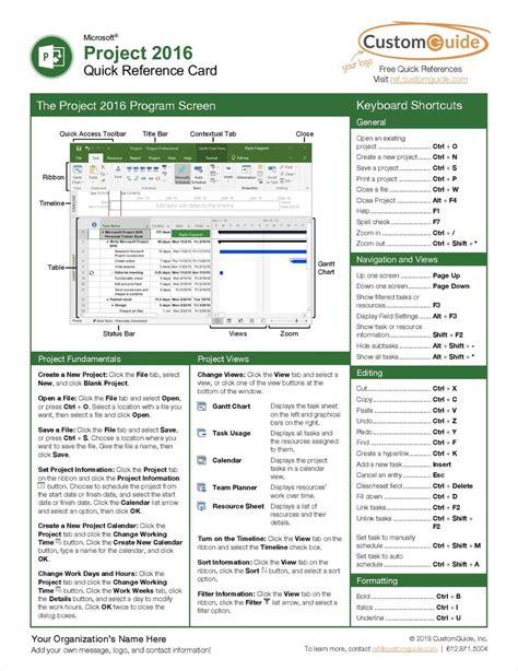 Read Online Microsoft Project 2016 Quick Reference Guide Creating A Basic Project  Windows Version Cheat Sheet Of Instructions Tips  Shortcuts  Laminated Card By Beezix Inc
