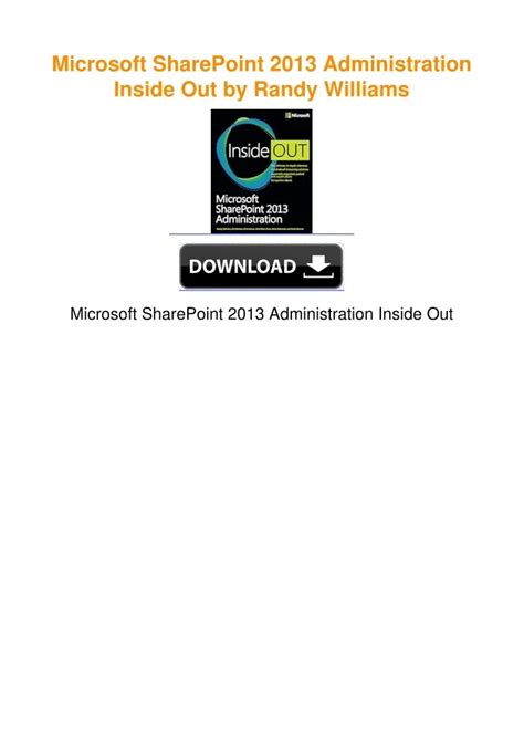 Download Microsoft Sharepoint 2013 Administration Inside Out By Randy Williams