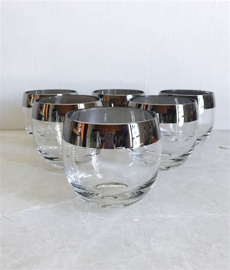 Mid Century 4 MCM Libbey Silver Banded Roly Poly Glasses ... - eBay