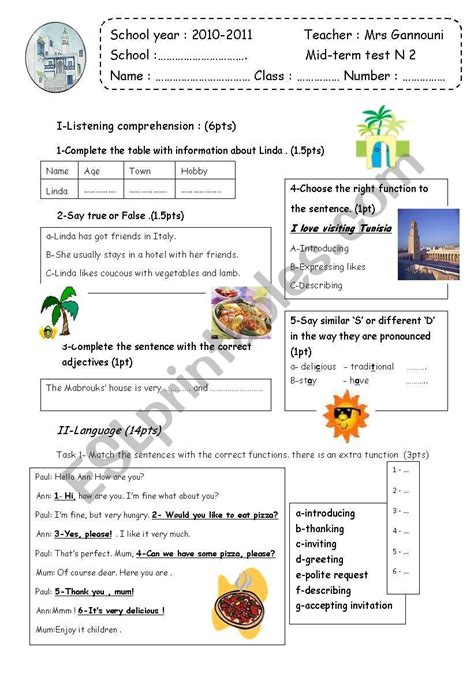 Mid Term Test N 2 7th Form English Esl Worksheets For Distance Learning And Physical Classrooms