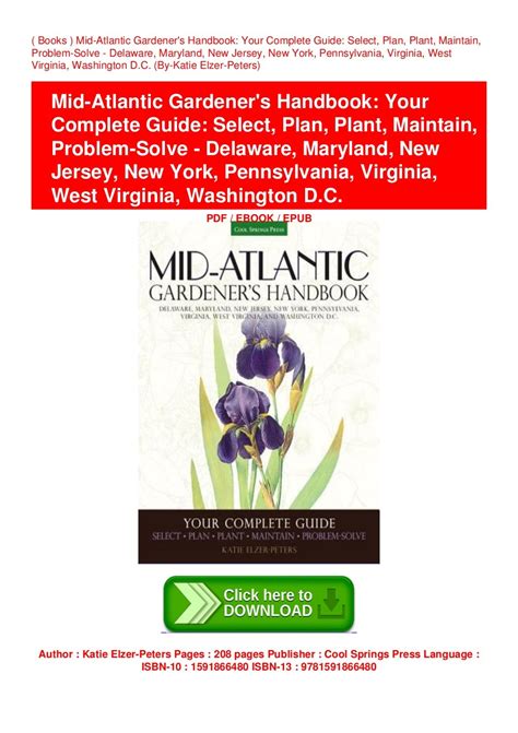 Mid atlantic gardeners handbook your complete guide select plan plant maintain problem solve delaware. - Piper pa 20 manual del propietario.