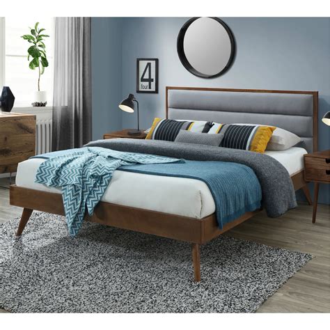 Mid century bed. Talia Modern Rustic Platform Bed. by Union Rustic. From $237.99 $269.99. ( 1341) Free shipping. Bed Frame Material. Metal, Manufactured Wood, Solid Wood. Box Spring Required. 