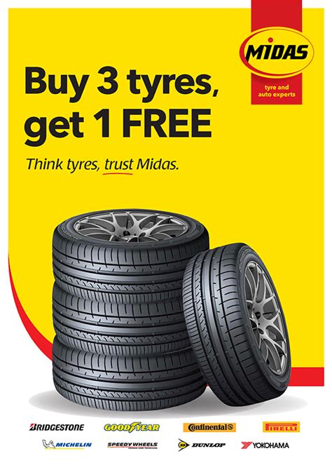 Nov 1, 2023 · Prices and fees may vary in HI/AK. Not valid with other offers. Coupon must be presented at time of service. Midas Tire Care Promise™ is valid on qualifying purchase of set of 4 tires. Includes free tire rotation and re-balance every 5,000 miles/8,000km, alignment checks, tire air pressure checks, and inspection for irregular tire wear. . 