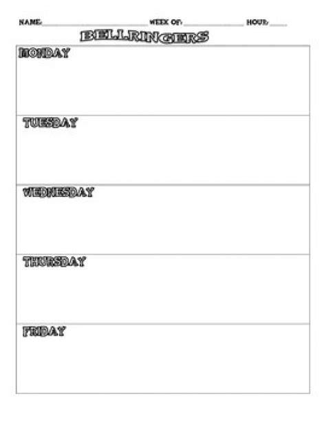 Middle school weekly bell ringer sheet template. - Four winds motor home service manual 2010.