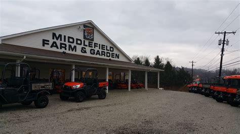 Middlefield Farm & Garden. Lawn Mowers Farm Equipment Parts & Repair Tractor Dealers. BBB Rating: A+. Website. 96. YEARS IN BUSINESS (440) 632-5590. 15980 Georgia Rd. Middlefield, OH 44062. OPEN NOW. From Business: Middlefield, Ohio is located in Geauga county and was settled in 1799. Middlefield is located 35 miles east …. 