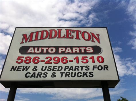 Middleton auto parts. Business Profile for Middleton Auto Parts. New Auto Parts. At-a-glance. Contact Information. 33215 Groesbeck Hwy. Fraser, MI 48026-4201. Visit Website. Email this Business (586) 296-1510. Customer ... 