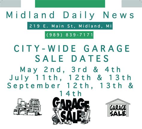 Midland mi garage sales. Garage Sale At One House/Moving Sale At Another ( 14 photos) Where: 18071 Wildwood Springs Pkwy , Spring Lake , MI , 49456. When: Friday, Apr 26, 2024 - Saturday, Apr 27, 2024. Details: 2 gals living 3 doors away having sales Garage sale is at 18071 Wildwood…. Read More →. 