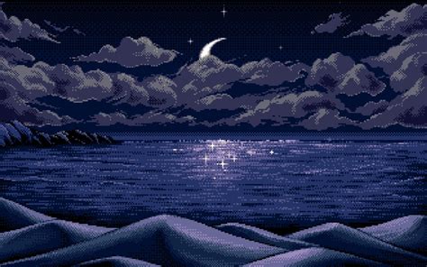 Midnight Blue Art Pixels