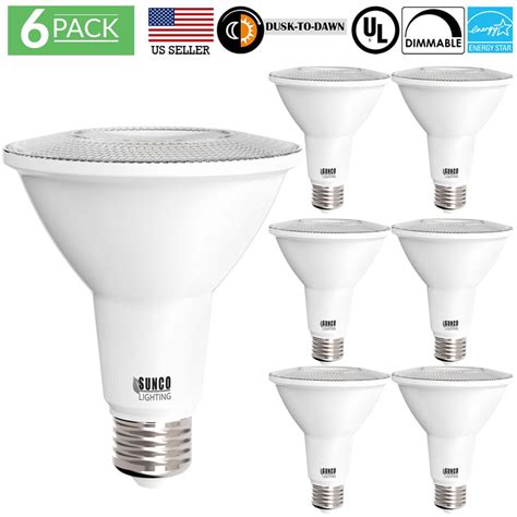 Buy it with. This item: Greenlite Smart Security A19 Lightbulb-Dusk to Dawn-9W LED (60W Equivalent) $1099. +. Sunco 4 Pack Dusk to Dawn Light Bulbs Flood Light Outdoor PAR30 LED, Photocell Sensor, 11W=75W, 5000K Daylight, 850 LM, IP65 Waterproof, Light Sensing Auto On/Off Security Porch Light, UL. $2499 ($6.25/Count). 
