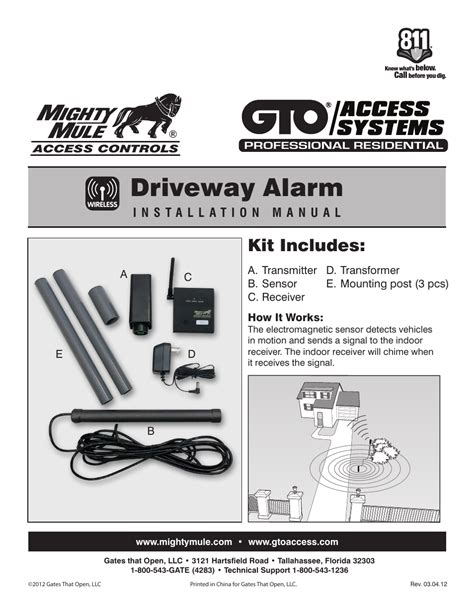 Mighty Mule® is the retail brand of Nortek Security and Control, LLC 5919 Sea Otter Pl • Carlsbad, CA 92010 Mighty Mule Sales: 800-543-4283 • Fax 850-575-8912 Mighty Mule Technical Service: 800-543-1236 For more information on Mighty Mule’s full line of Automatic Gate Openers and Access Controls visit www.mightymule.com. 
