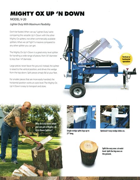 Mighty ox wood splitter. Gas Log Splitters For Sale. We boast the web's best selection of top quality gas log splitters from strictly the most respected manufacturers in the world. Simply choose a tonnage range to shop gas splitters with the perfect amount of power for your wood splitting needs! All gas splitters are 10-30% off MSRP during our annual sales event (sale ... 