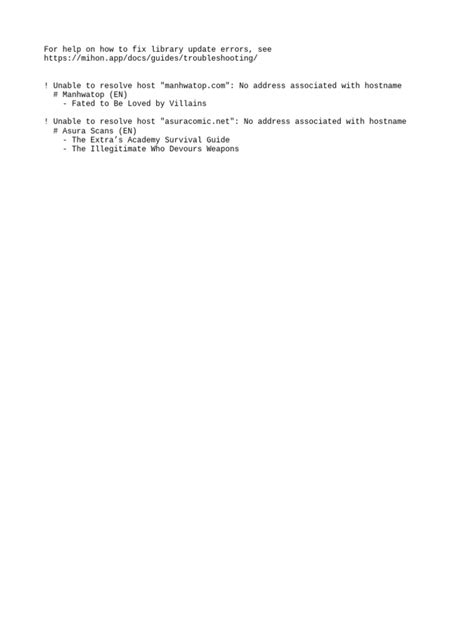 Mihon failure in ssl library.  It also lists issues with resolving hosts ...