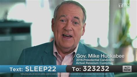 Mike huckabee sleep aid commercial. One sleepless night, I turned the TV on to Fox News and saw an ad featuring Mike Huckabee for the natural sleep aid Relaxium. He said that, with Relaxium, he’s … 