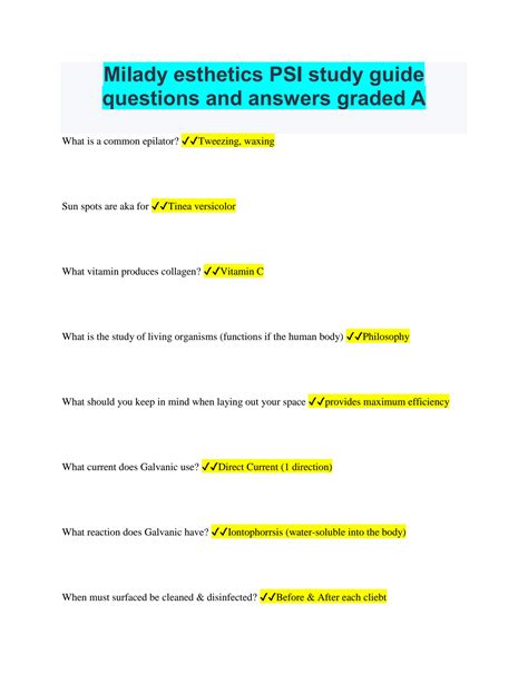 Milady Esthetics Study Guide