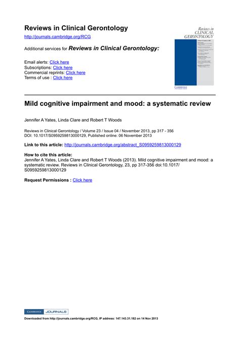 Mild cognitive impairment and mood: a systematic review