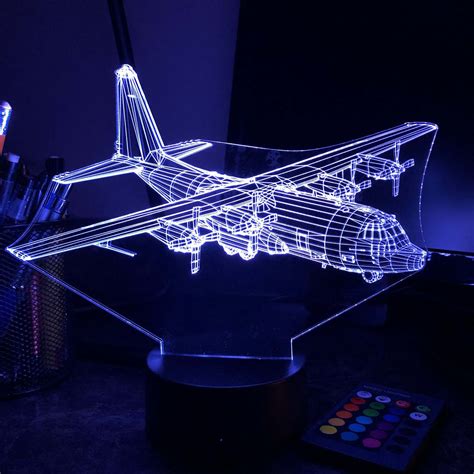 Military C-130 Transport Plane - 3D Optical Illusion Lamp