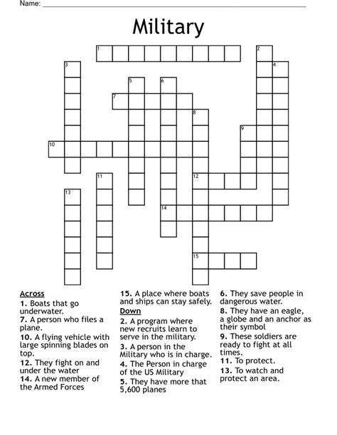 Military Weapons And Equipment Crossword Clue and Solver - Crossword …