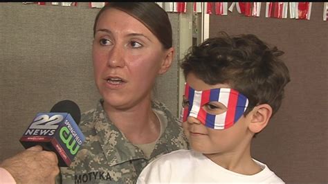 Military mom returns home to surprise son with early Christmas joy