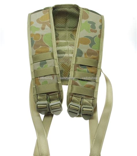 Military webbing harness.  armed forces.  An adjustable one-size-fits-all flat web harn...