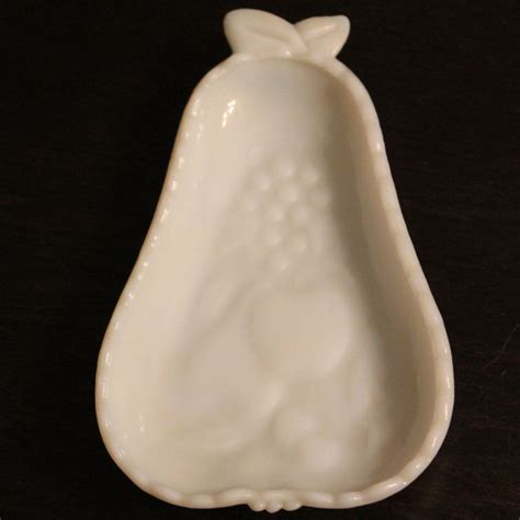 White Imperial milk glass server w 4 pear-shaped dishes, Vintage Pear Dish, 1950's White Milk Glass Pear Shaped Dish, Milk Glass Server. (402) $65.00. FREE shipping. …