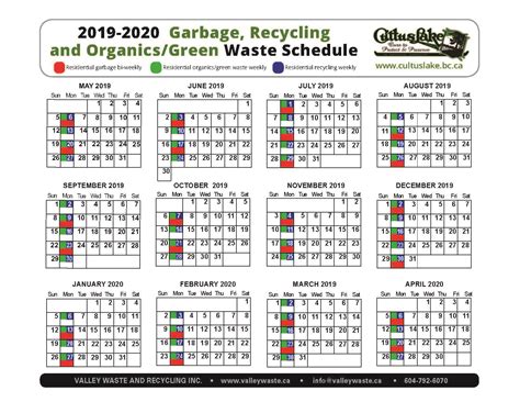 Mill Valley Refuse Calendar