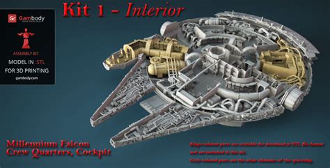 Millennium Falcon Interior 3D Printable Parts Kit 1 Cockpit And Engine