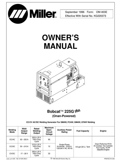 Miller bobcat 225g plus service manual. - Yamaha f50f ft50g f60c ft60d service manual 7 files.
