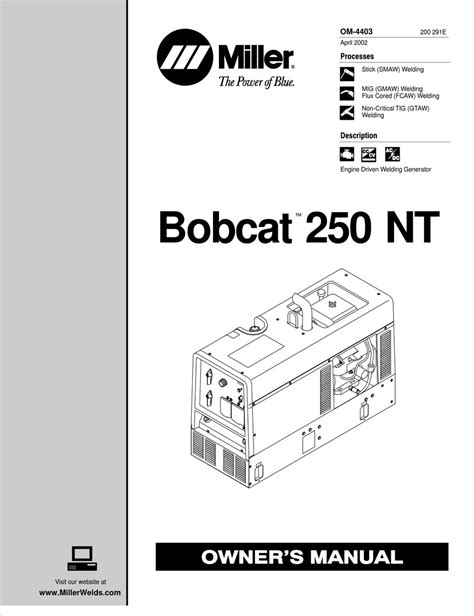 Miller bobcat 250 welder owners manual. - Ford focus 2008 onwards repair manual.