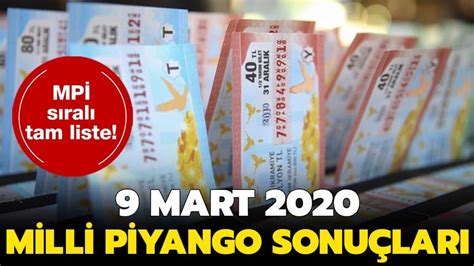 Milli piyango 9 mart 2020