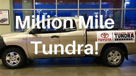 Million mile tundra. That second scenario is why, back on May 11th of this year, Toyota jumped at the chance to trade a brand-spanking-new 2016 Tundra for an eight-year-old, very well-maintained model that had been driven more than a million miles. The back story to this is that long-time Toyota owner Victor Sheppard purchased the truck in question (a Desert … 