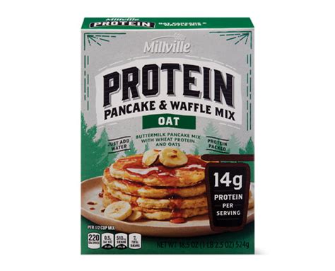 Millville protein pancake mix. Preheat a large griddle or nonstick pan to medium-high. Grease the skillet with cooking spray or coconut oil. Place 2 heaping tablespoons of batter into the skillet. Cook for 2-3 minutes, or until the pancake starts to bubble and the edges begin to harden. Flip the pancake and cook for 1-2 minutes more. 