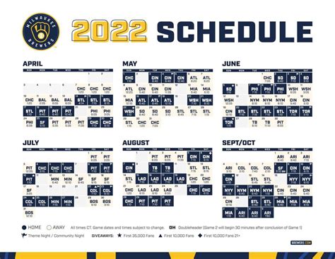 Milwaukee Brewers Schedule 2022 Printable