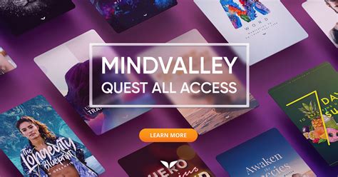 Mindvalley membership. Mindvalley Membership è un abbonamento che mette a tua disposizione tutte le quest disponibili attualmente. Scoprirai idee trasformazionali non ancora trattate nell'apprendimento tradizionale. Puoi trovare maggiori informazioni qui . 