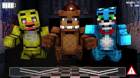 Minecraft 5 nights at freddy. Map and Resource pack by: KDgamesMCAn almost Recreation of the First FNAF game without the 7 nights.Includes:-A bright and fun daytime!-All 3 animatronics mo... 