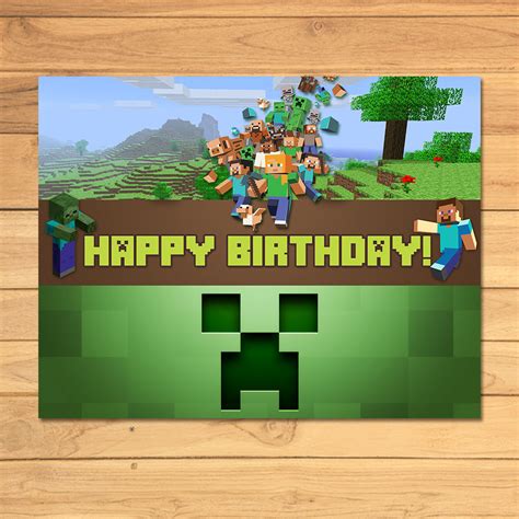 Minecraft Birthday Card for Kids with Stickers (Party Mode)