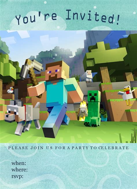 Minecraft Birthday Invitation Template